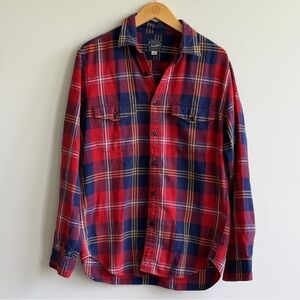 J.Crew Red Blue Plaid Flannel Shirt Button Front Size M